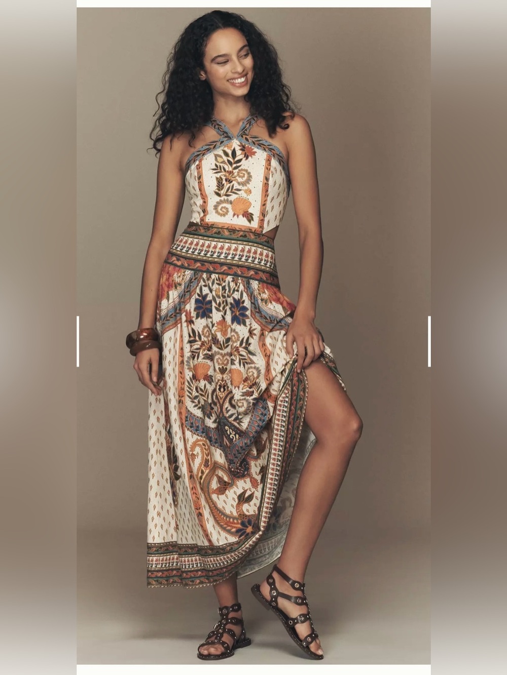 Farm Rio x Anthropologie Linen Blend Halter Dress NWT SIZE XL